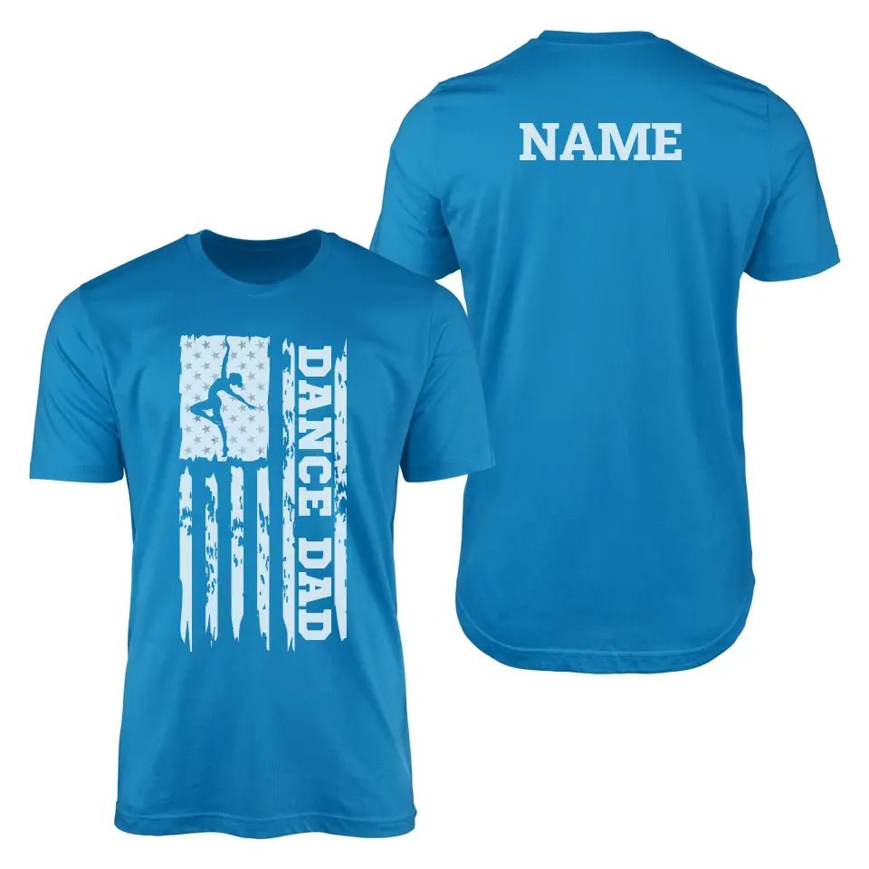 Dance Dad Vertical Flag With Dancer Name on a Men's T-Shirt with a White Graphic