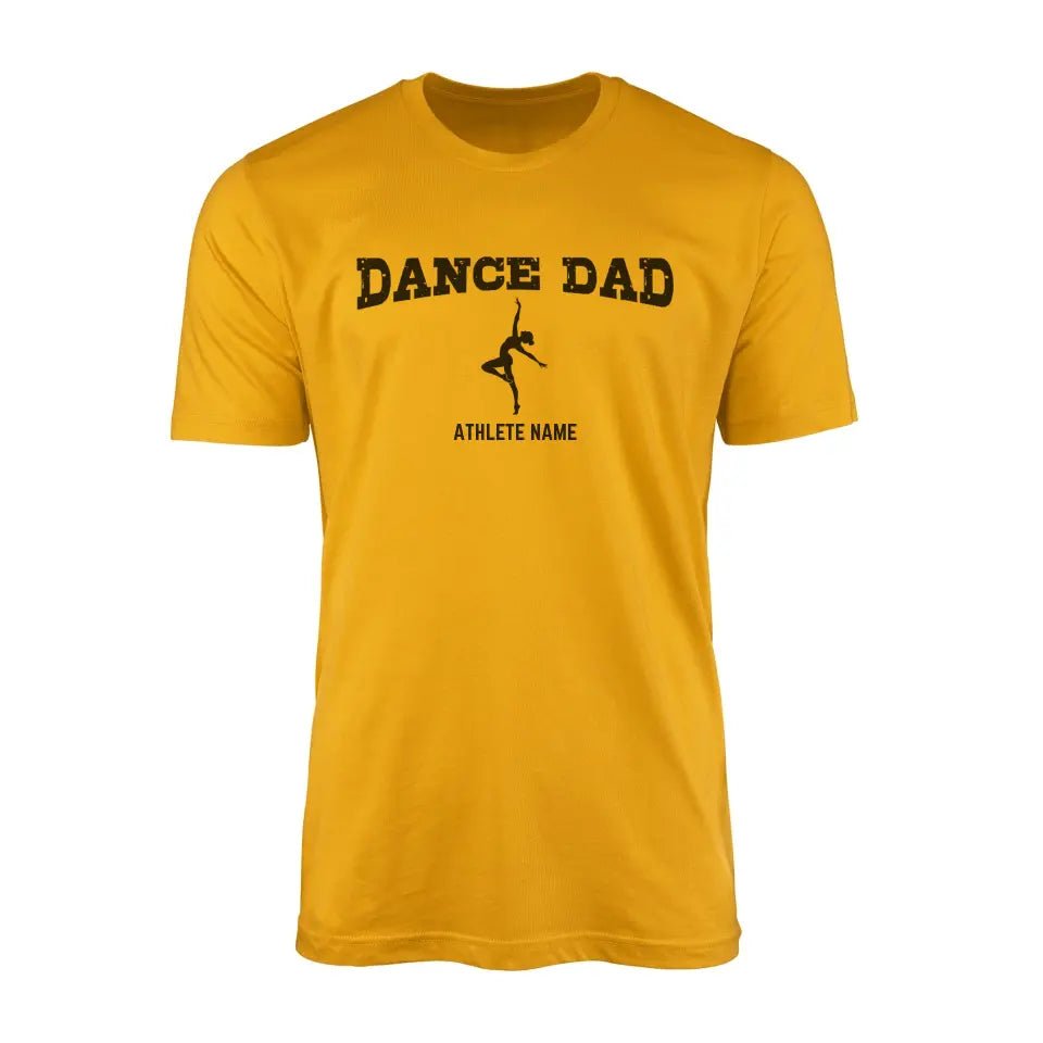Dance Dad with Dancer Icon and Dancer Name on a Men's T-Shirt with a Black Graphic
