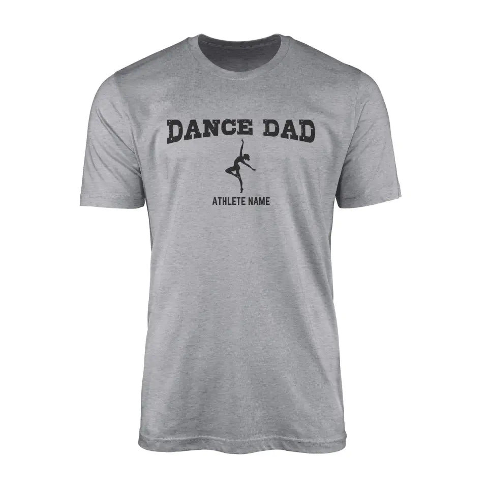 Dance Dad with Dancer Icon and Dancer Name on a Men's T-Shirt with a Black Graphic