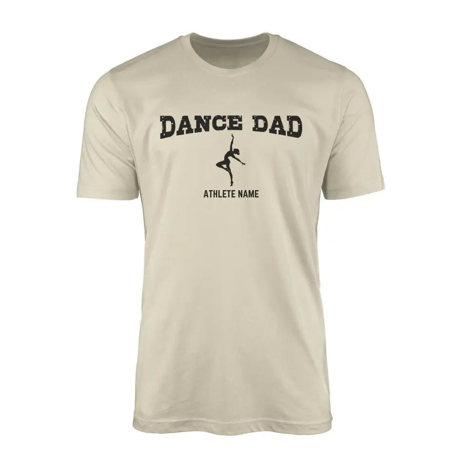 Dance Dad with Dancer Icon and Dancer Name on a Men's T-Shirt with a Black Graphic