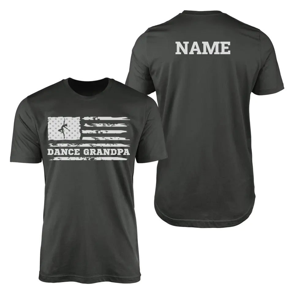 Dance Grandpa Horizontal Flag With Dancer Name on a Men's T-Shirt with a White Graphic