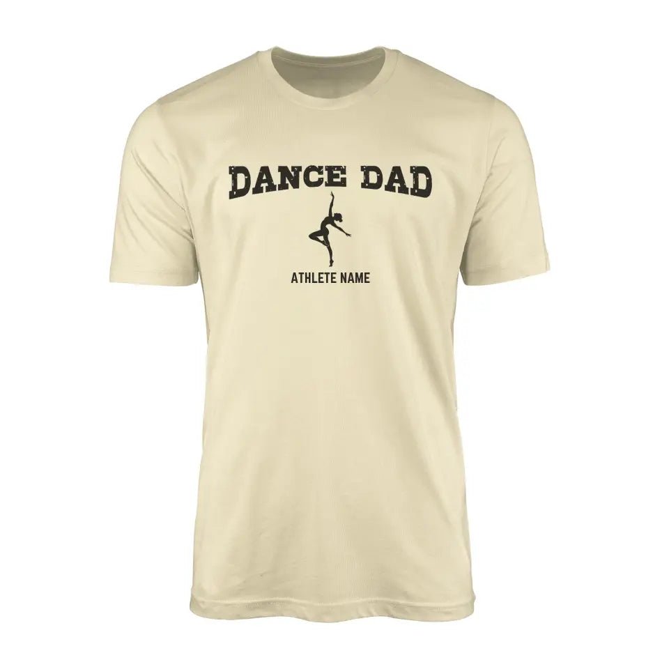 Dance Dad with Dancer Icon and Dancer Name on a Men's T-Shirt with a Black Graphic