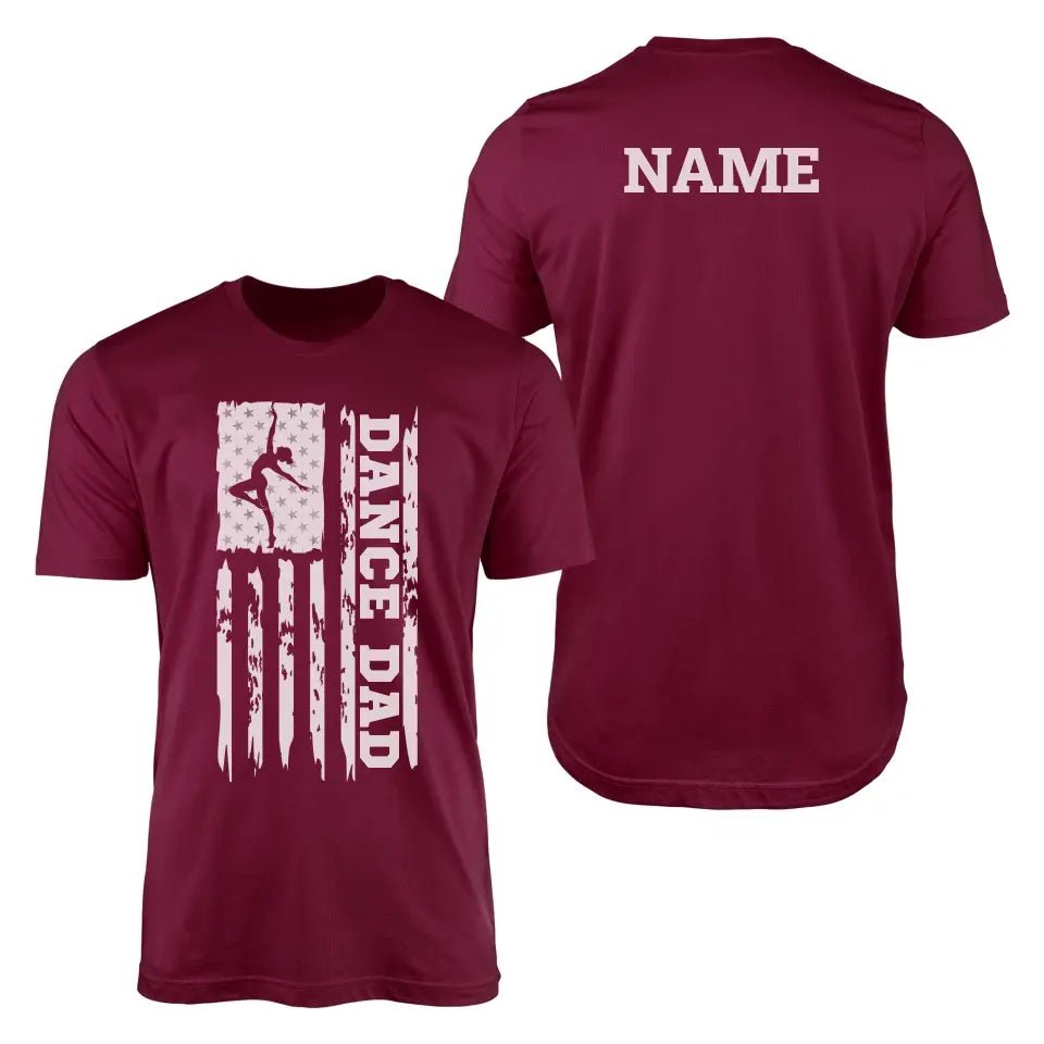 Dance Dad Vertical Flag With Dancer Name on a Men's T-Shirt with a White Graphic