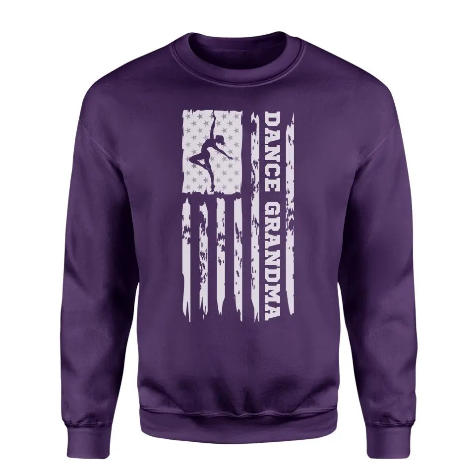 Dance Grandma Vertical Flag on a Sweatshirt with a White Graphic