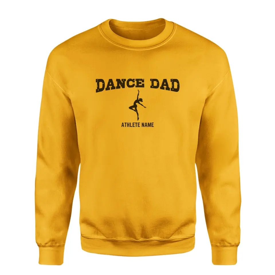 Dance Dad with Dancer Icon and Dancer Name on a Sweatshirt with a Black Graphic