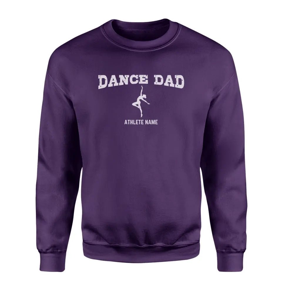 Dance Dad with Dancer Icon and Dancer Name on a Sweatshirt with a White Graphic