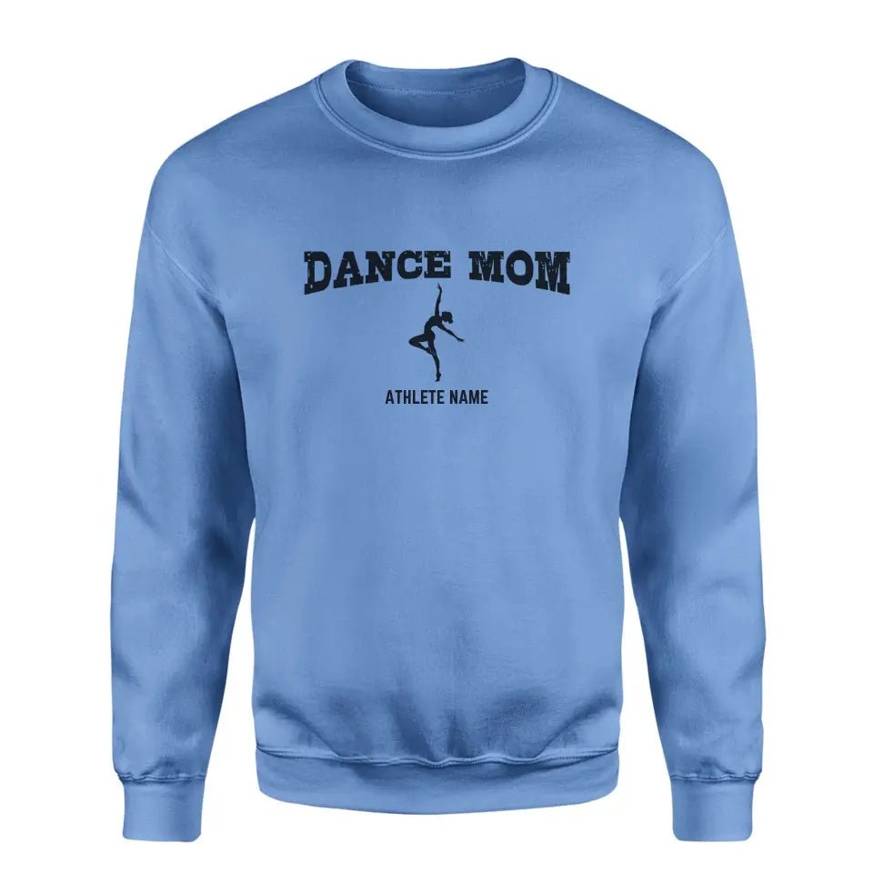 Dance Mom with Dancer Icon and Dancer Name on a Sweatshirt with a Black Graphic
