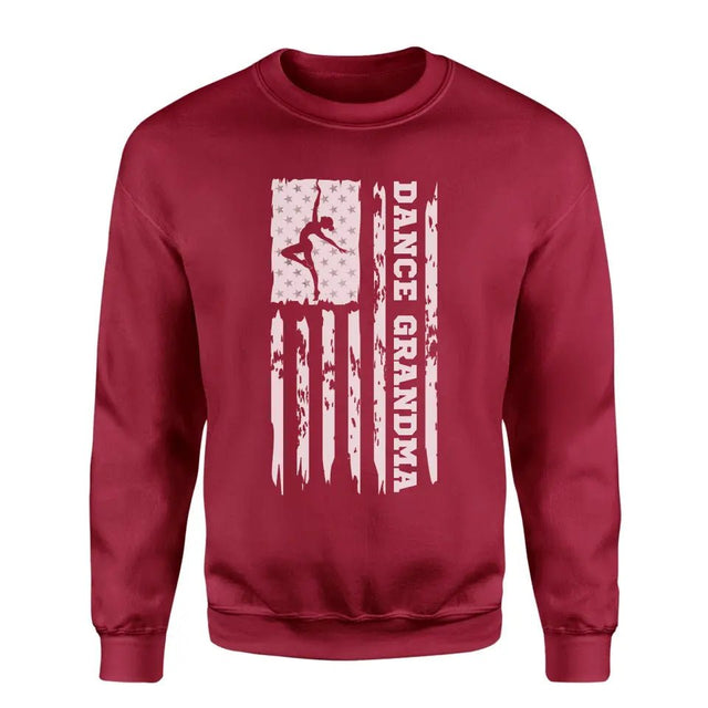 Dance Grandma Vertical Flag on a Sweatshirt with a White Graphic