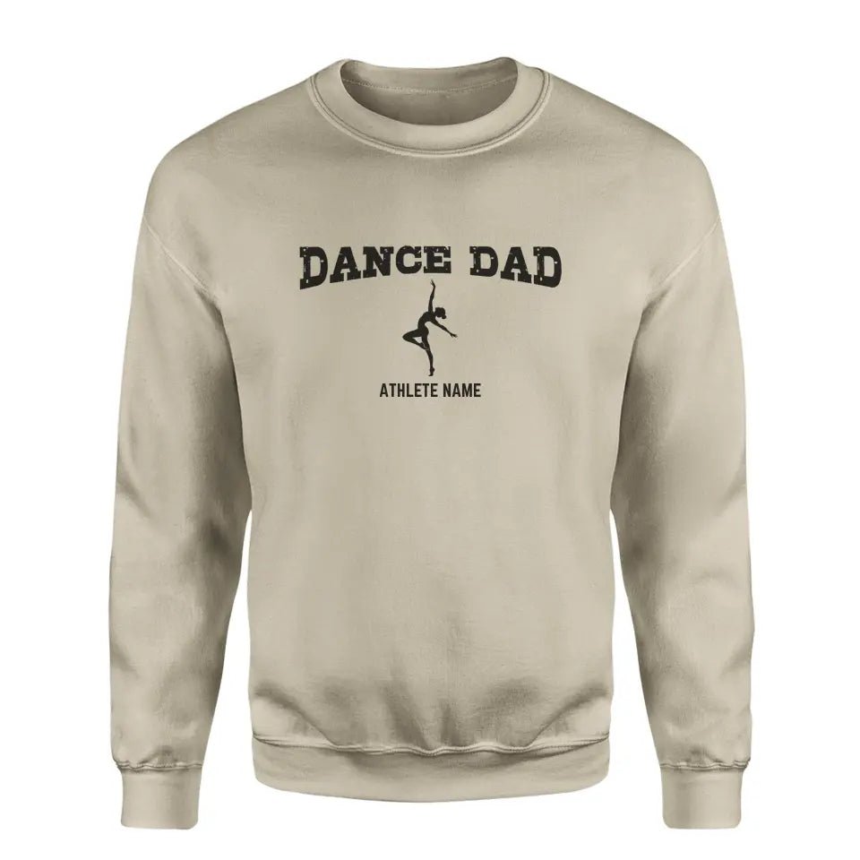 Dance Dad with Dancer Icon and Dancer Name on a Sweatshirt with a Black Graphic