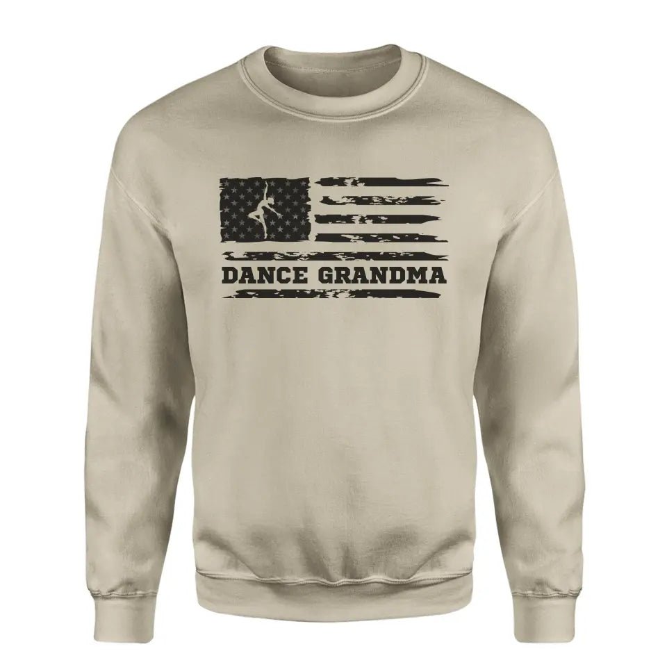 Dance Grandma Horizontal Flag on a Sweatshirt with a Black Graphic