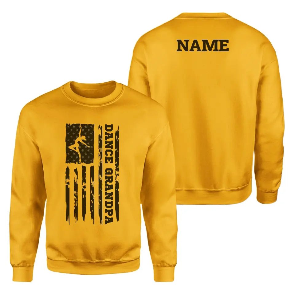 Dance Grandpa Vertical Flag With Dancer Name on a Sweatshirt with a Black Graphic