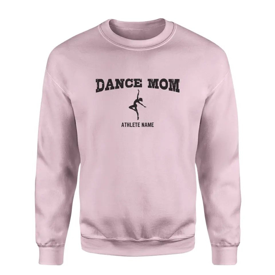 Dance Mom with Dancer Icon and Dancer Name on a Sweatshirt with a Black Graphic