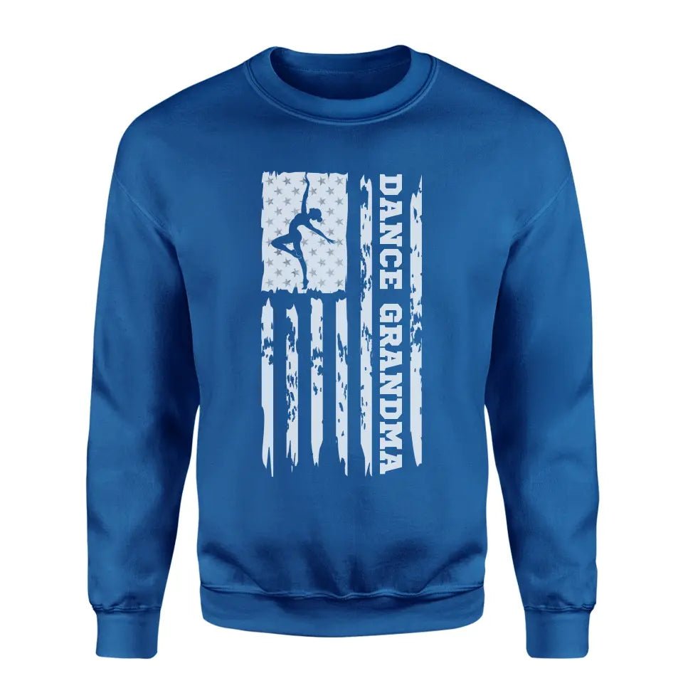 Dance Grandma Vertical Flag on a Sweatshirt with a White Graphic