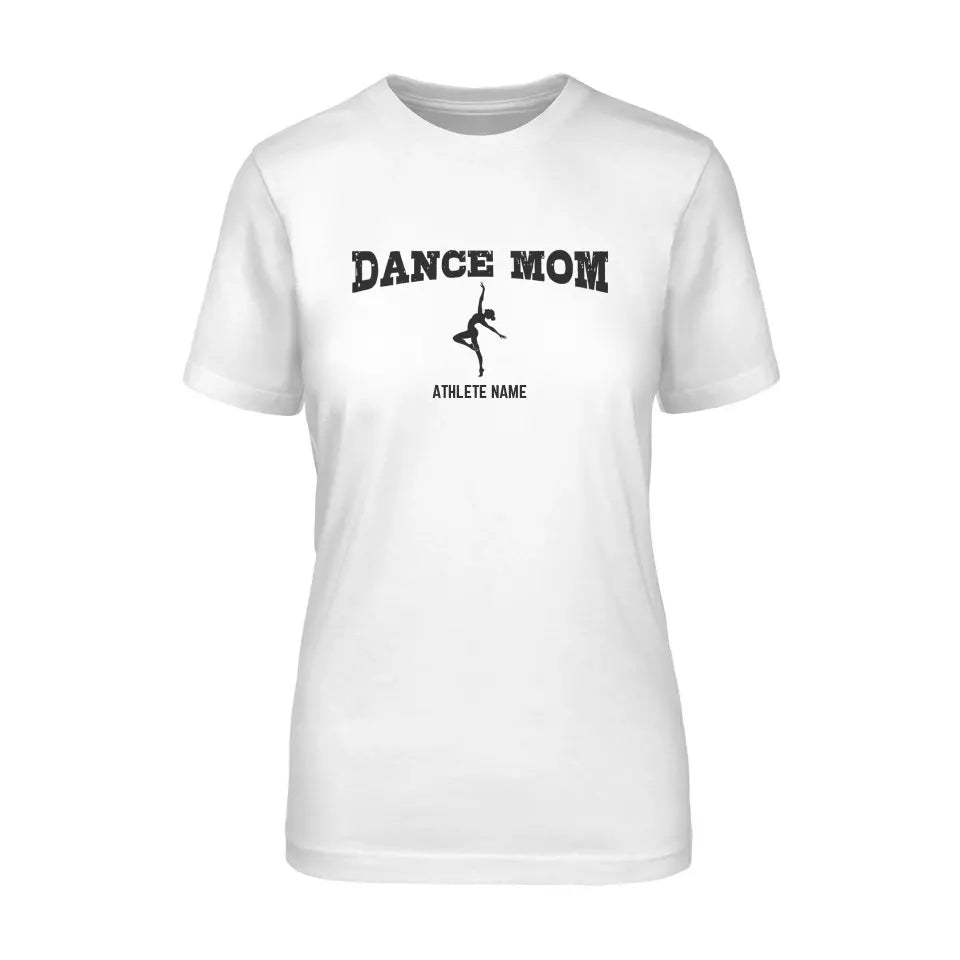 Dance Mom with Dancer Icon and Dancer Name on a Unisex T-Shirt with a Black Graphic