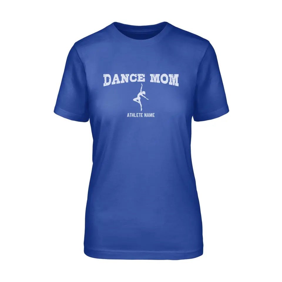 Dance Mom with Dancer Icon and Dancer Name on a Unisex T-Shirt with a White Graphic