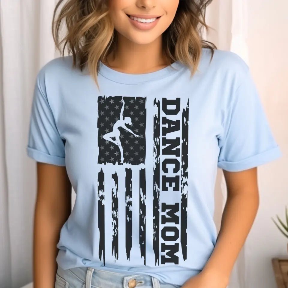 Dance Mom Vertical Flag on a Unisex T-Shirt with a Black Graphic