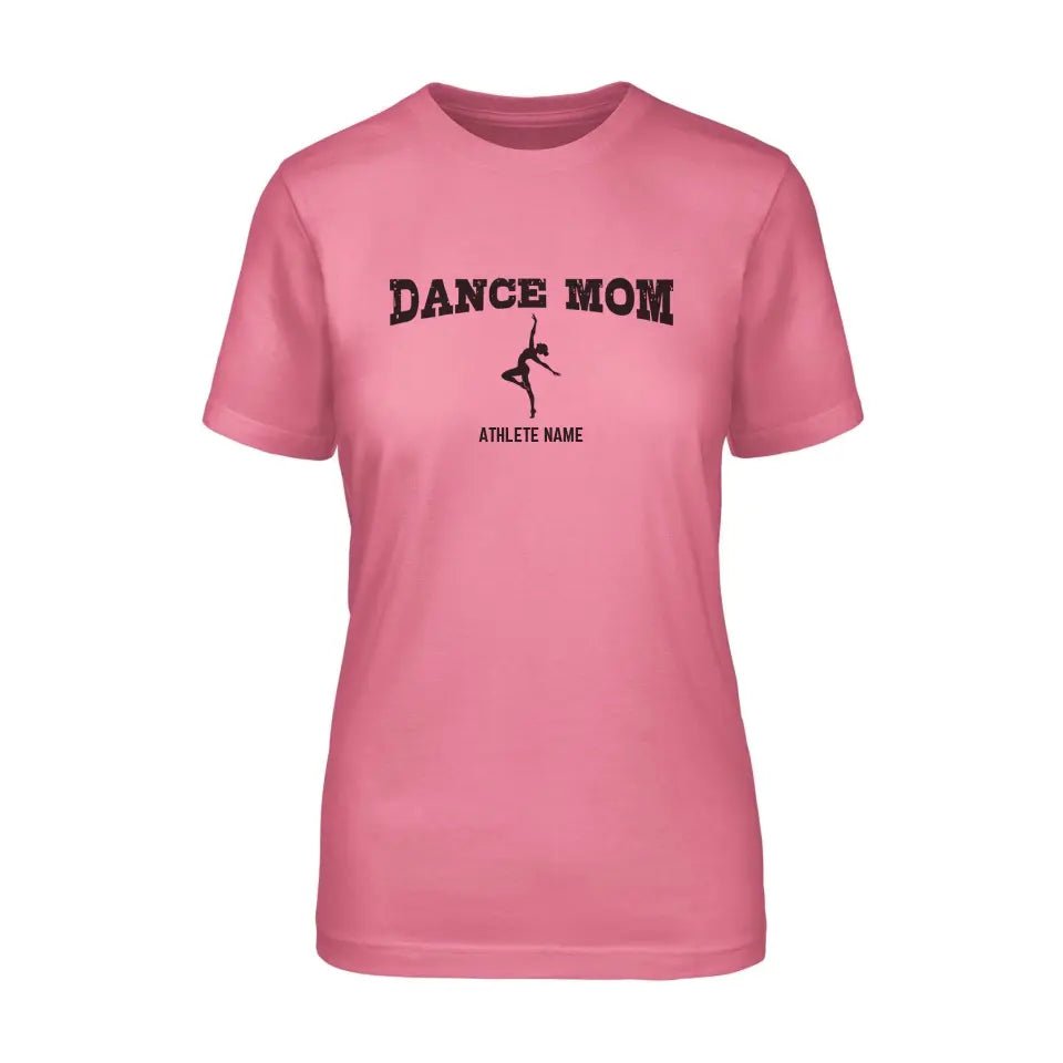 Dance Mom with Dancer Icon and Dancer Name on a Unisex T-Shirt with a Black Graphic