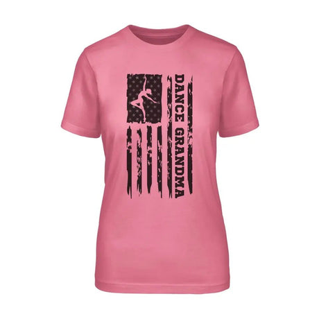 Dance Grandma Vertical Flag on a Unisex T-Shirt with a Black Graphic