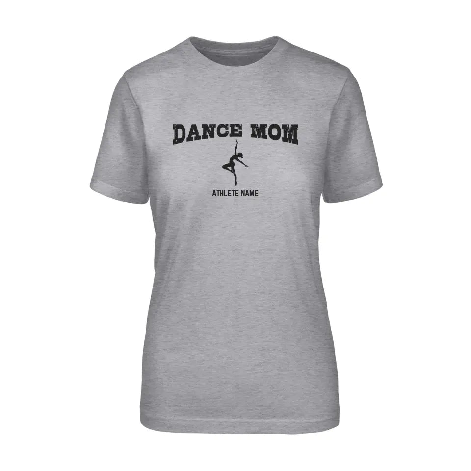 Dance Mom with Dancer Icon and Dancer Name on a Unisex T-Shirt with a Black Graphic
