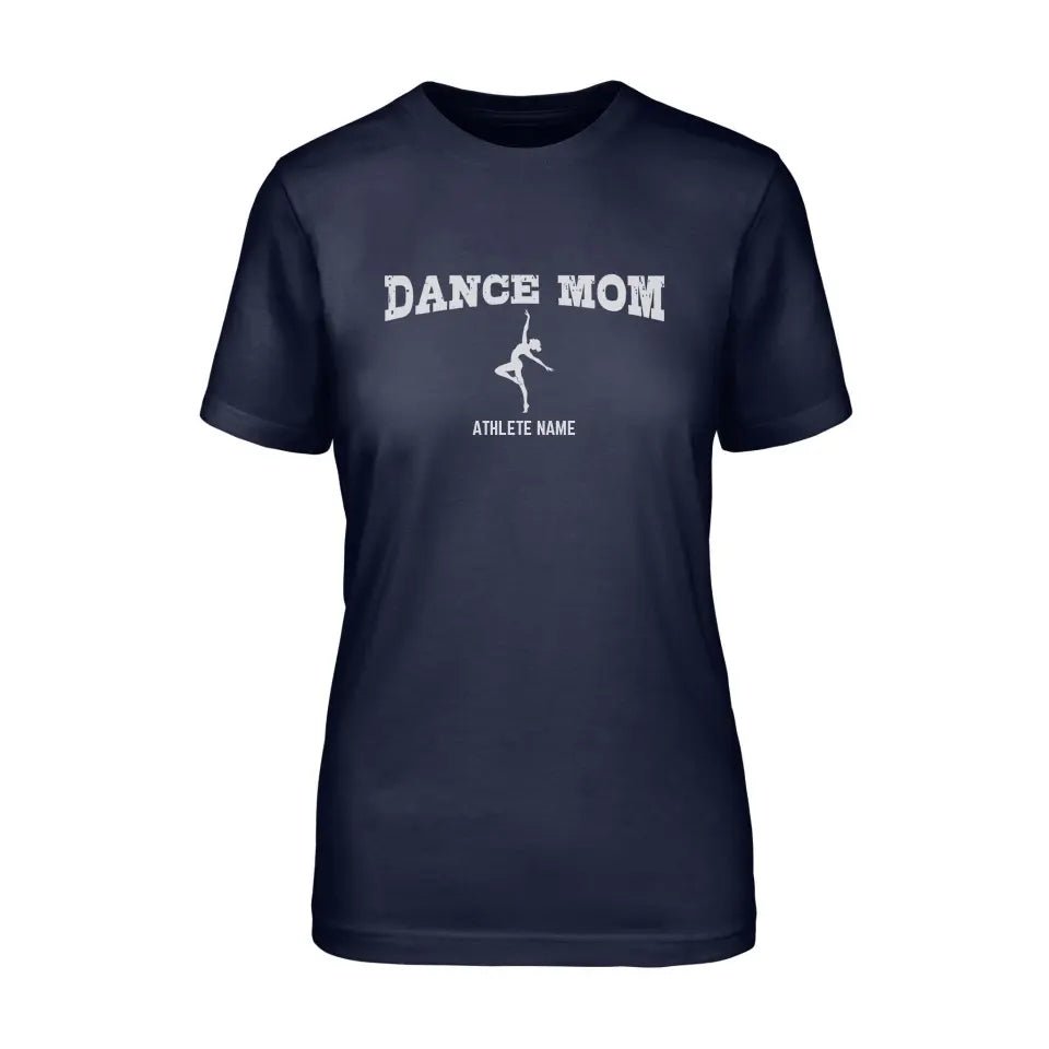 Dance Mom with Dancer Icon and Dancer Name on a Unisex T-Shirt with a White Graphic