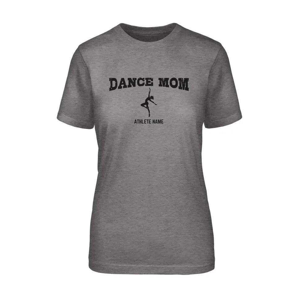 Dance Mom with Dancer Icon and Dancer Name on a Unisex T-Shirt with a Black Graphic