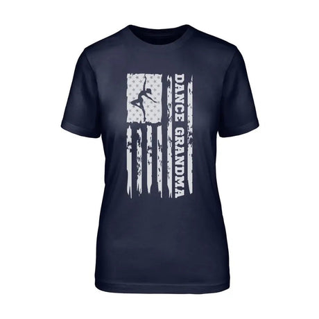 Dance Grandma Vertical Flag on a Unisex T-Shirt with a White Graphic