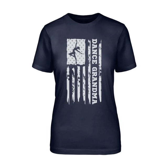 Dance Grandma Vertical Flag on a Unisex T-Shirt with a White Graphic