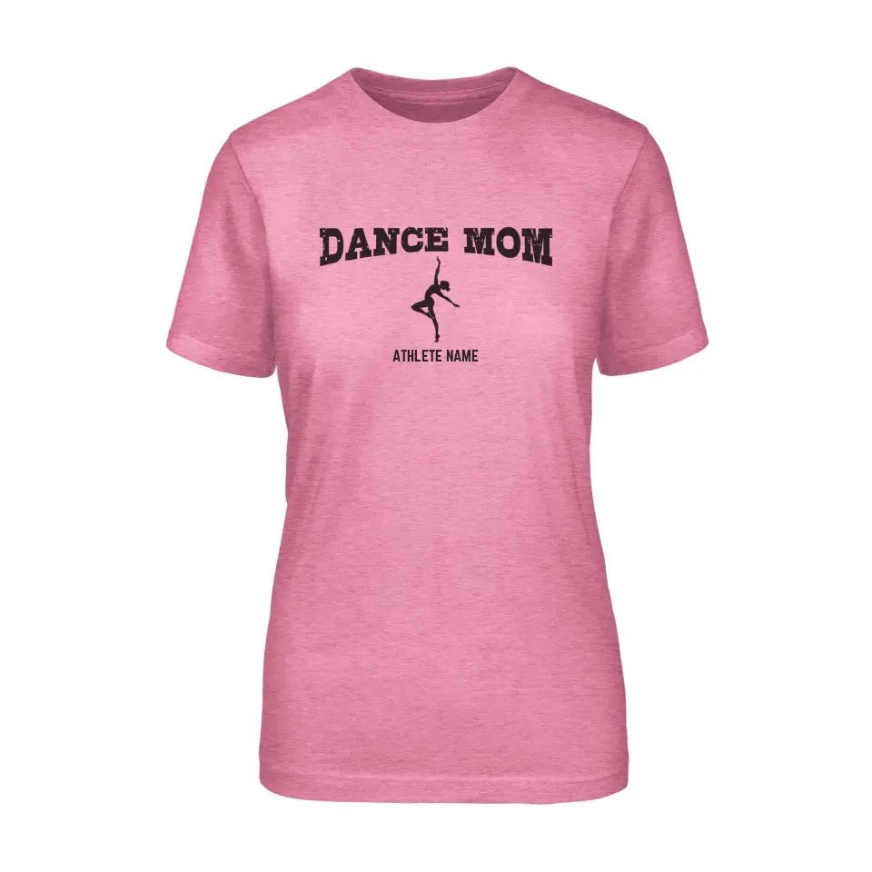 Dance Mom with Dancer Icon and Dancer Name on a Unisex T-Shirt with a Black Graphic