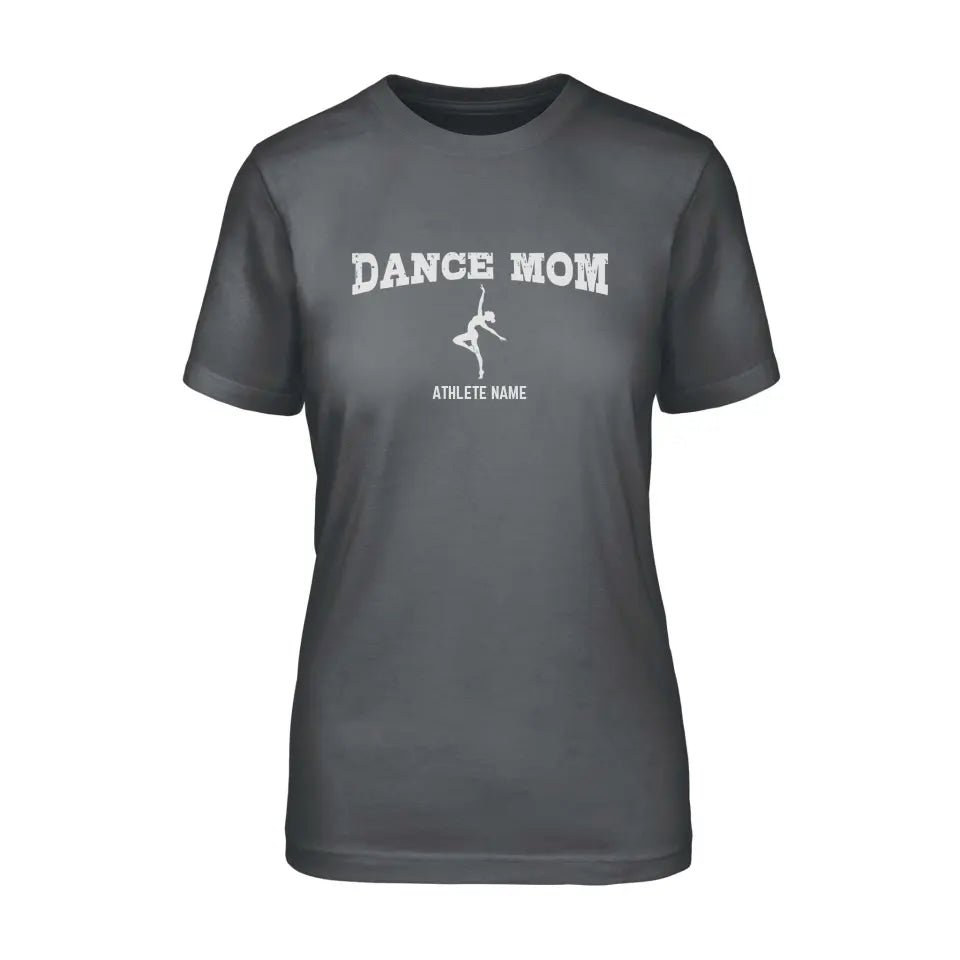 Dance Mom with Dancer Icon and Dancer Name on a Unisex T-Shirt with a White Graphic