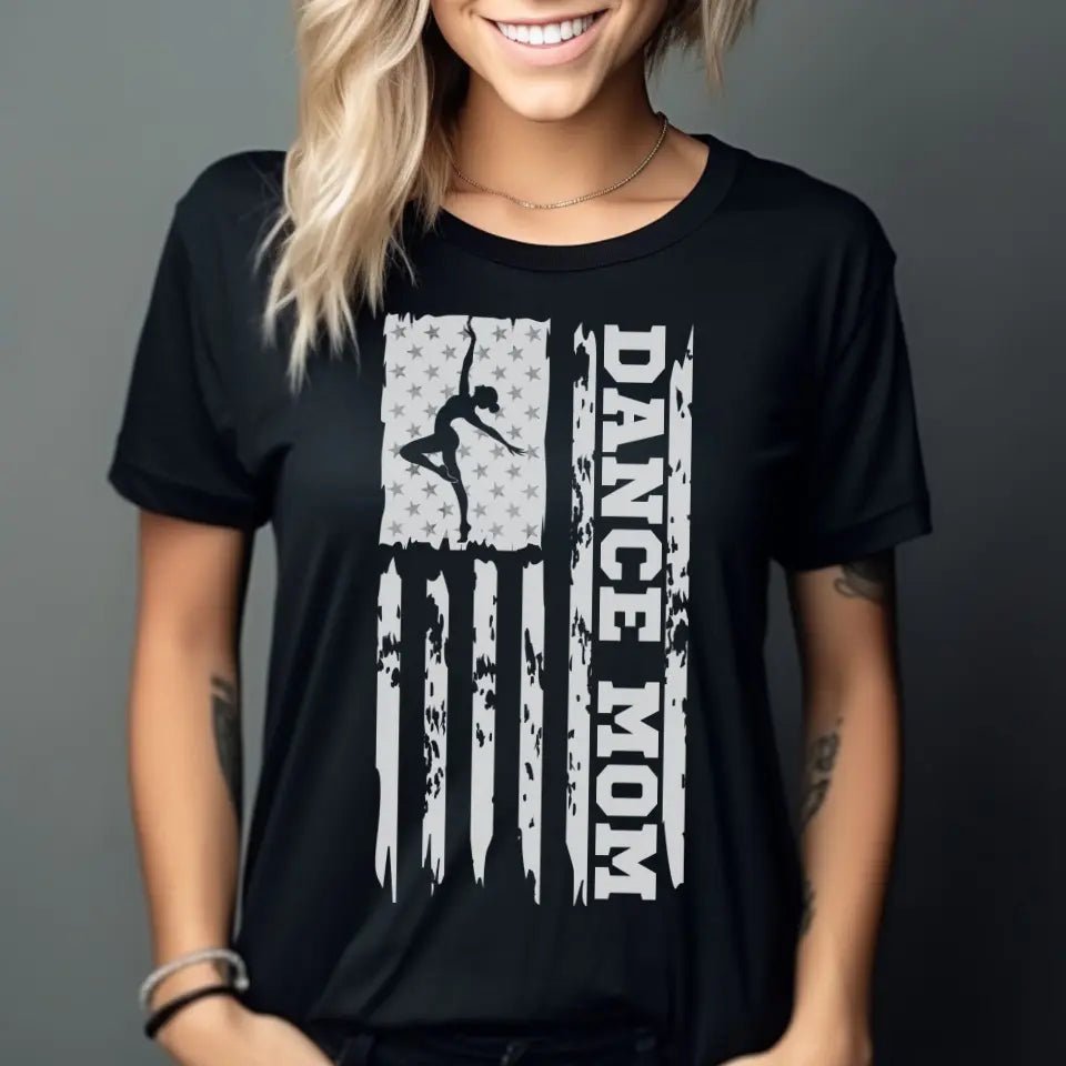 Dance Mom Vertical Flag on a Unisex T-Shirt with a White Graphic