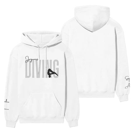 Personalized Diving on a Hoodie With Modern Bold Designs and Diver Name on Sleeve on a Hoodie
