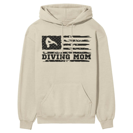 Diving Mom Horizontal Flag on a Hoodie with a Black Graphic