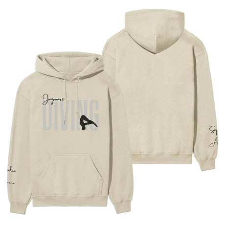 Personalized Diving on a Hoodie With Modern Bold Designs and Diver Name on Sleeve on a Hoodie