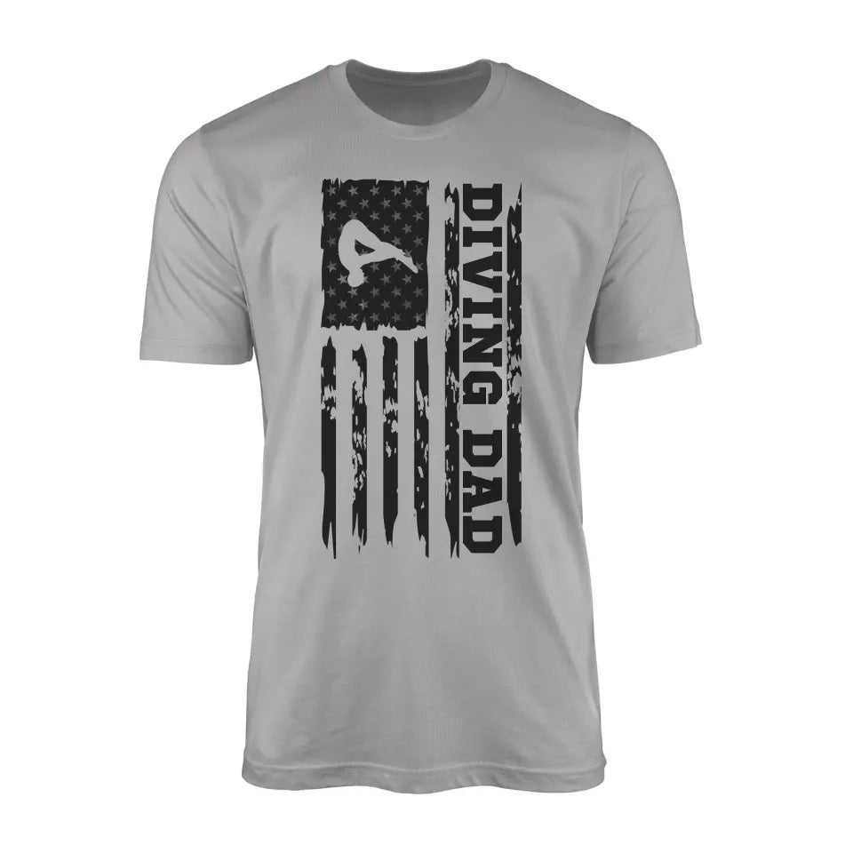 Diving Dad Vertical Flag on a Men's T-Shirt with a Black Graphic
