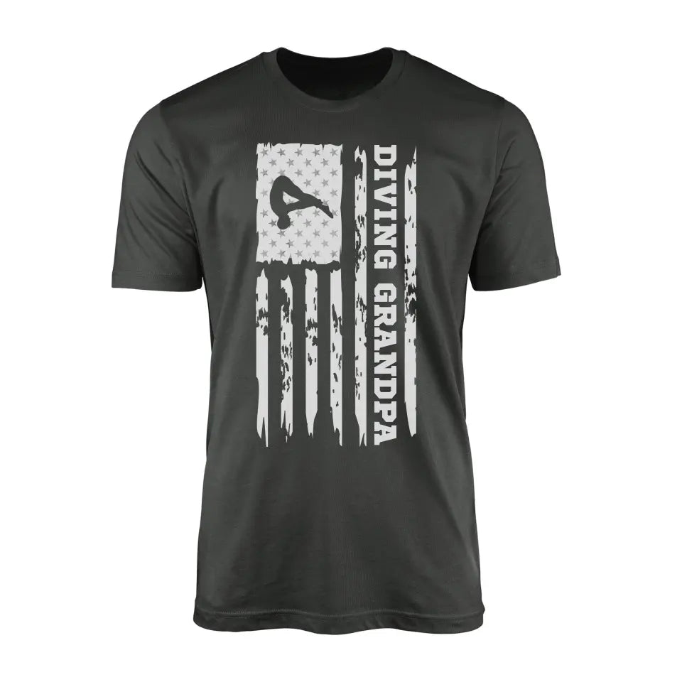 Diving Grandpa Vertical Flag on a Men's T-Shirt with a White Graphic
