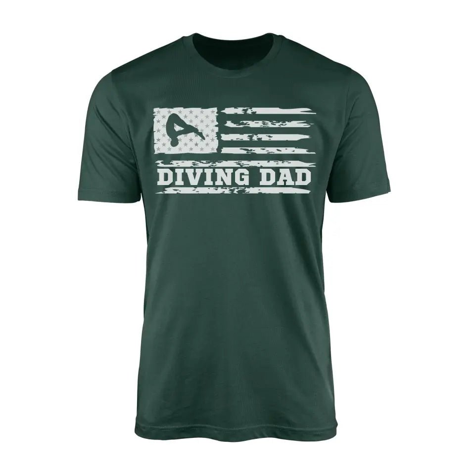 Diving Dad Horizontal Flag on a Men's T-Shirt with a White Graphic