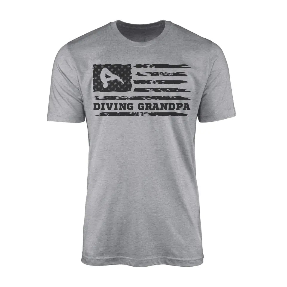Diving Grandpa Horizontal Flag on a Men's T-Shirt with a Black Graphic
