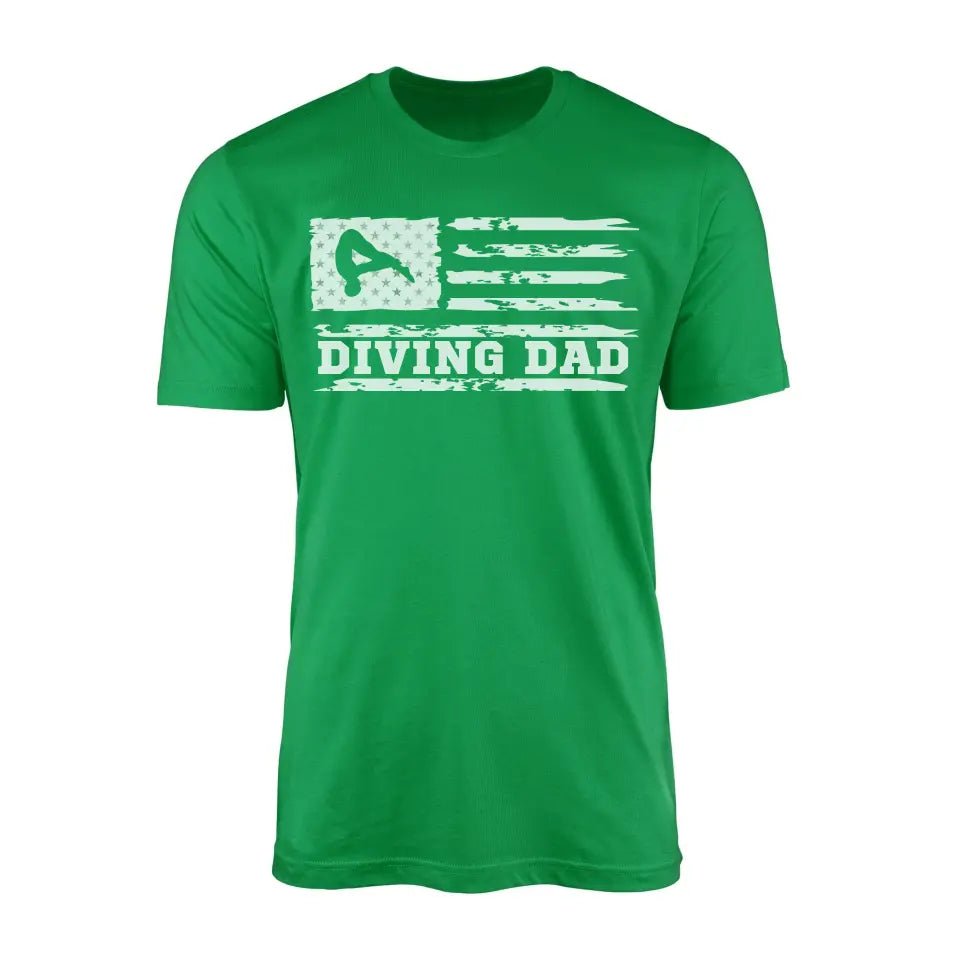 Diving Dad Horizontal Flag on a Men's T-Shirt with a White Graphic