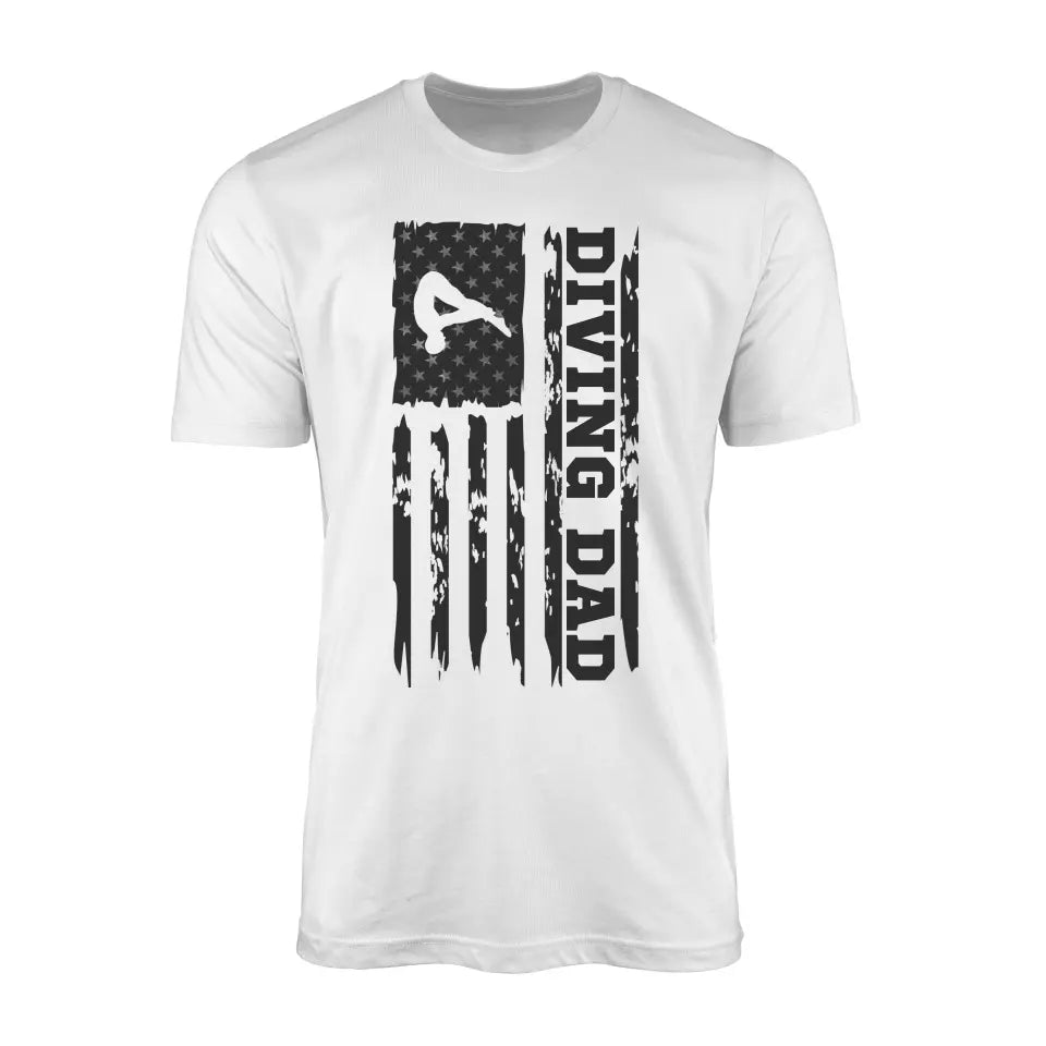 Diving Dad Vertical Flag on a Men's T-Shirt with a Black Graphic