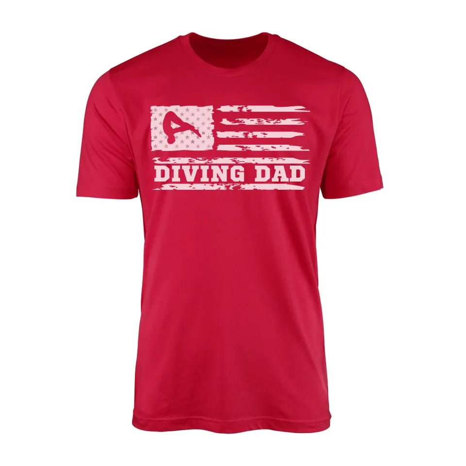 Diving Dad Horizontal Flag on a Men's T-Shirt with a White Graphic