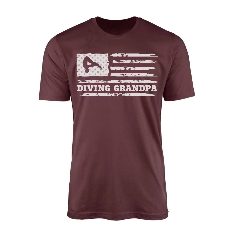 Diving Grandpa Horizontal Flag on a Men's T-Shirt with a White Graphic