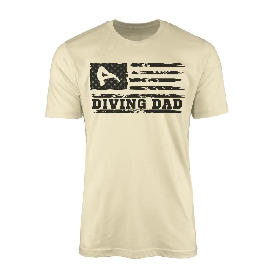 Diving Dad Horizontal Flag on a Men's T-Shirt with a Black Graphic