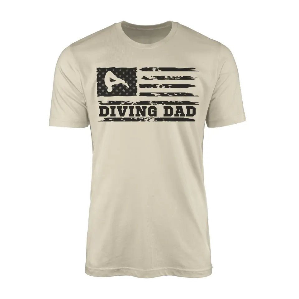 Diving Dad Horizontal Flag on a Men's T-Shirt with a Black Graphic