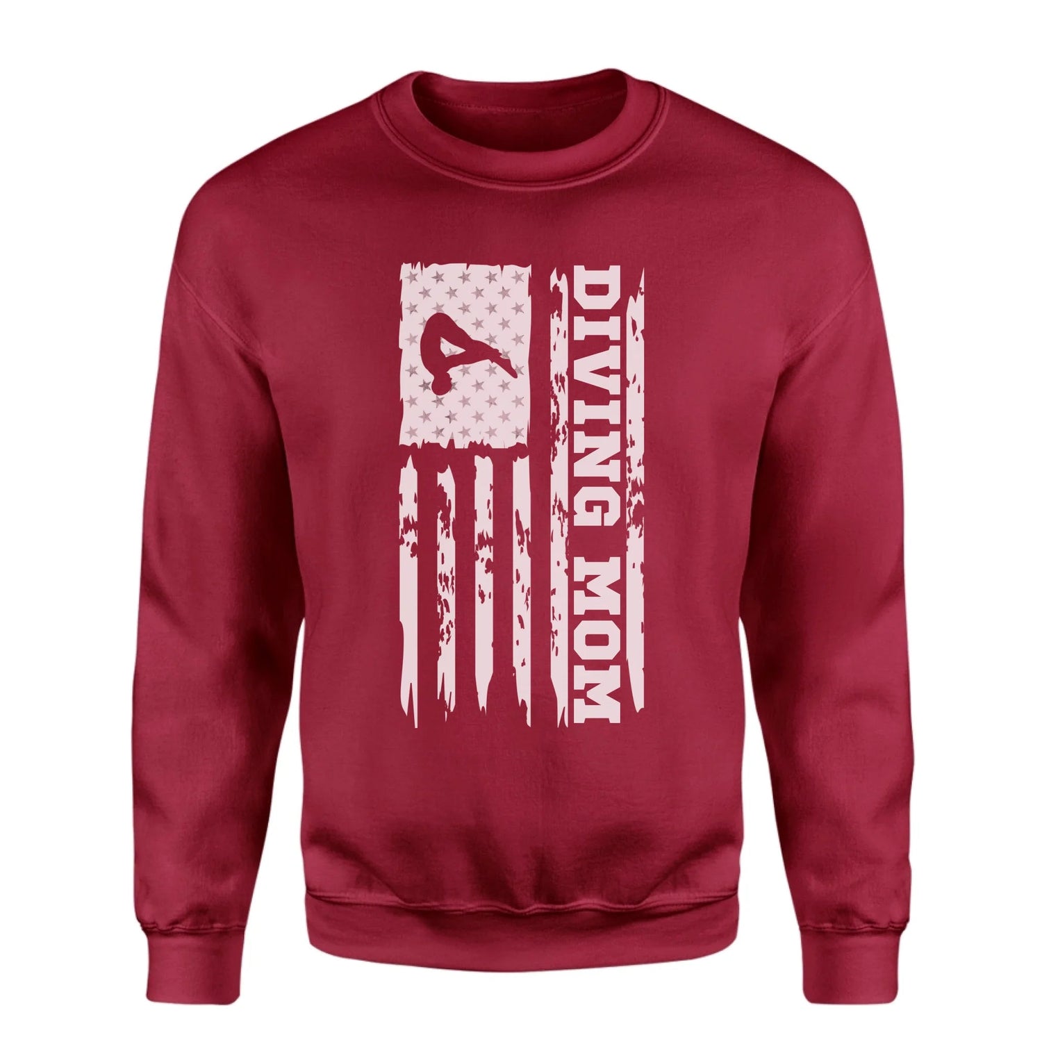 Diving Mom Vertical Flag on a Sweatshirt with a White Graphic