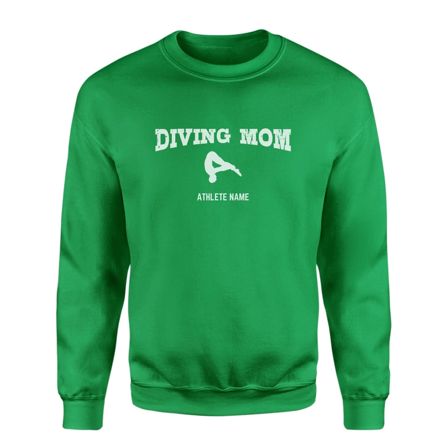 Diving Mom with Diver Icon and Diver Name on a Sweatshirt with a White Graphic