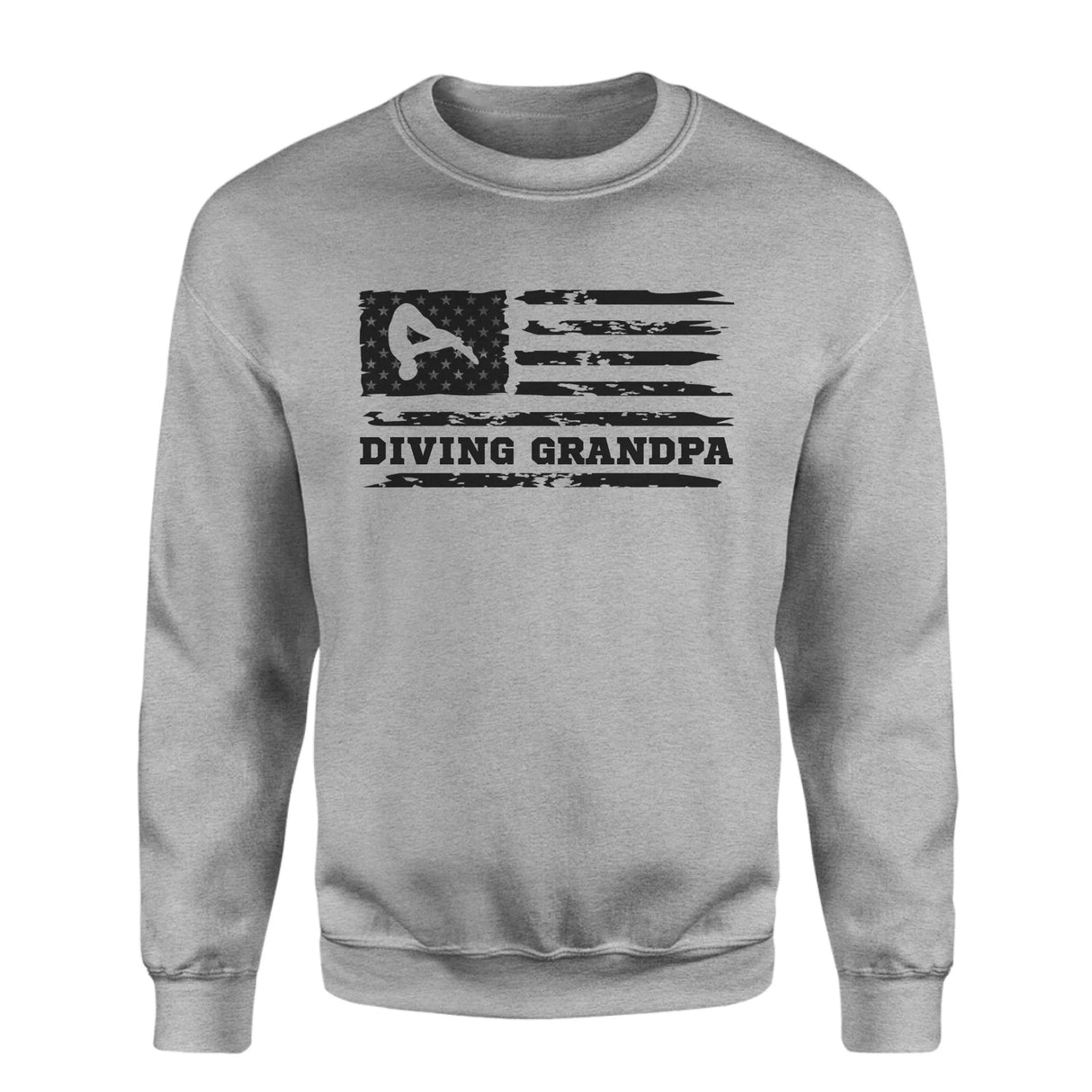 Diving Grandpa Horizontal Flag on a Sweatshirt with a Black Graphic
