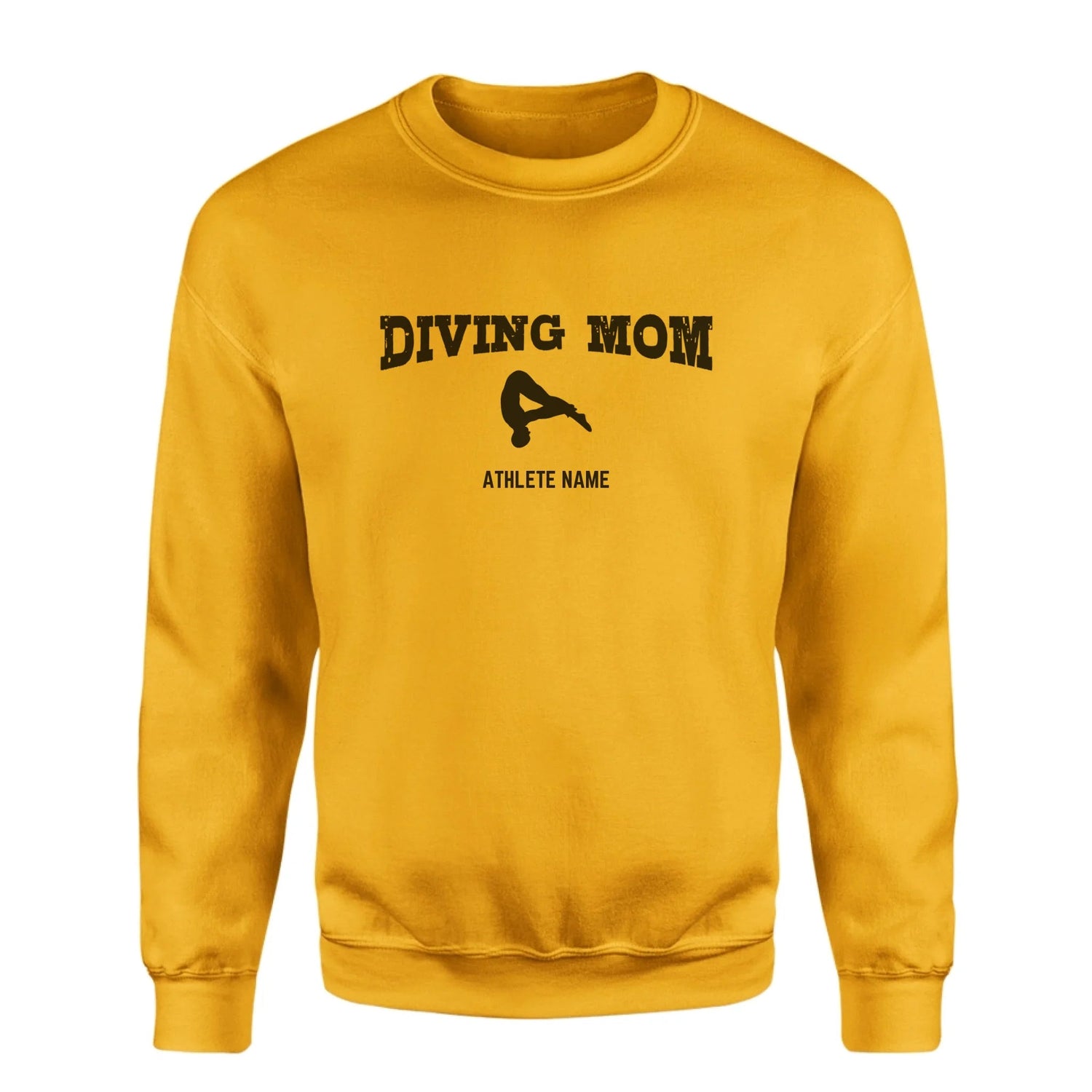 Diving Mom with Diver Icon and Diver Name on a Sweatshirt with a Black Graphic