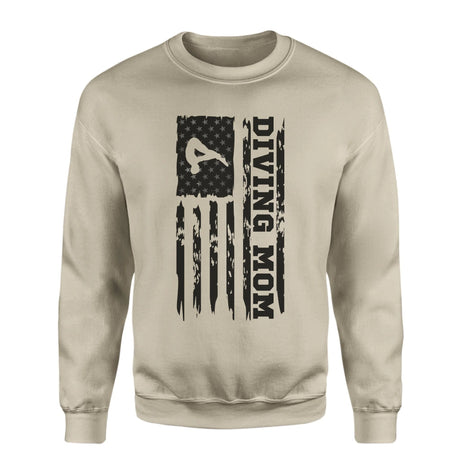 Diving Mom Vertical Flag on a Sweatshirt with a Black Graphic