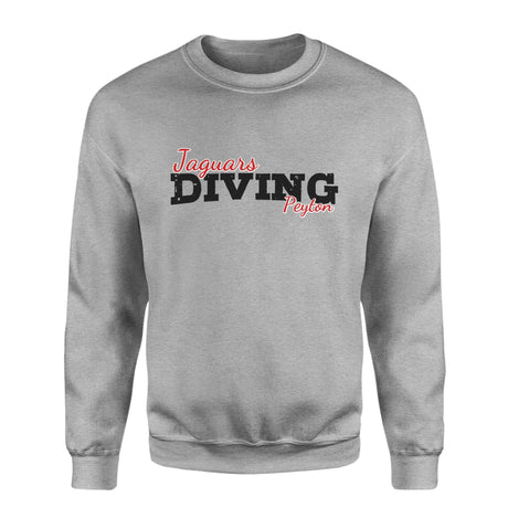 Custom Diving Mascot and Diver Name on a Sweatshirt with a Black Graphic