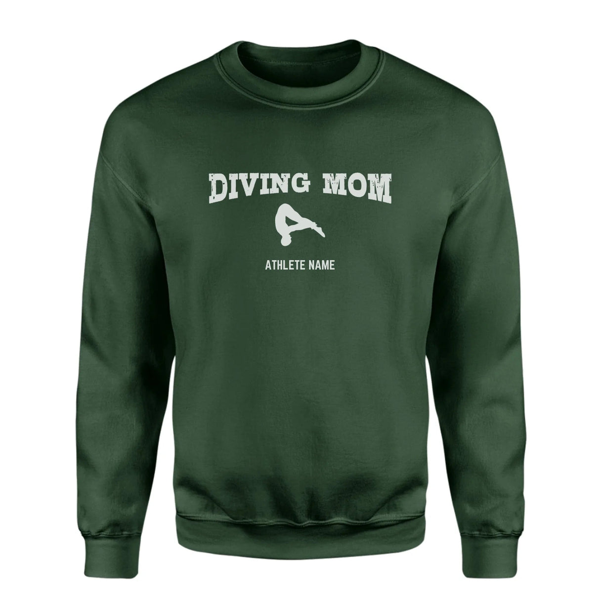 Diving Mom with Diver Icon and Diver Name on a Sweatshirt with a White Graphic